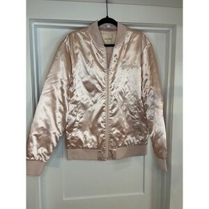 Lady Gaga Joanne Tour Pink Satin Bomber Jacket XL Full Zip Embroidered Logo